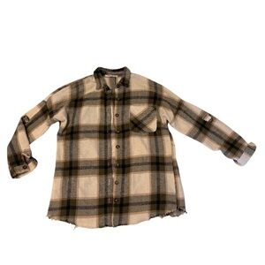 Plaid Shirt - Beige and green